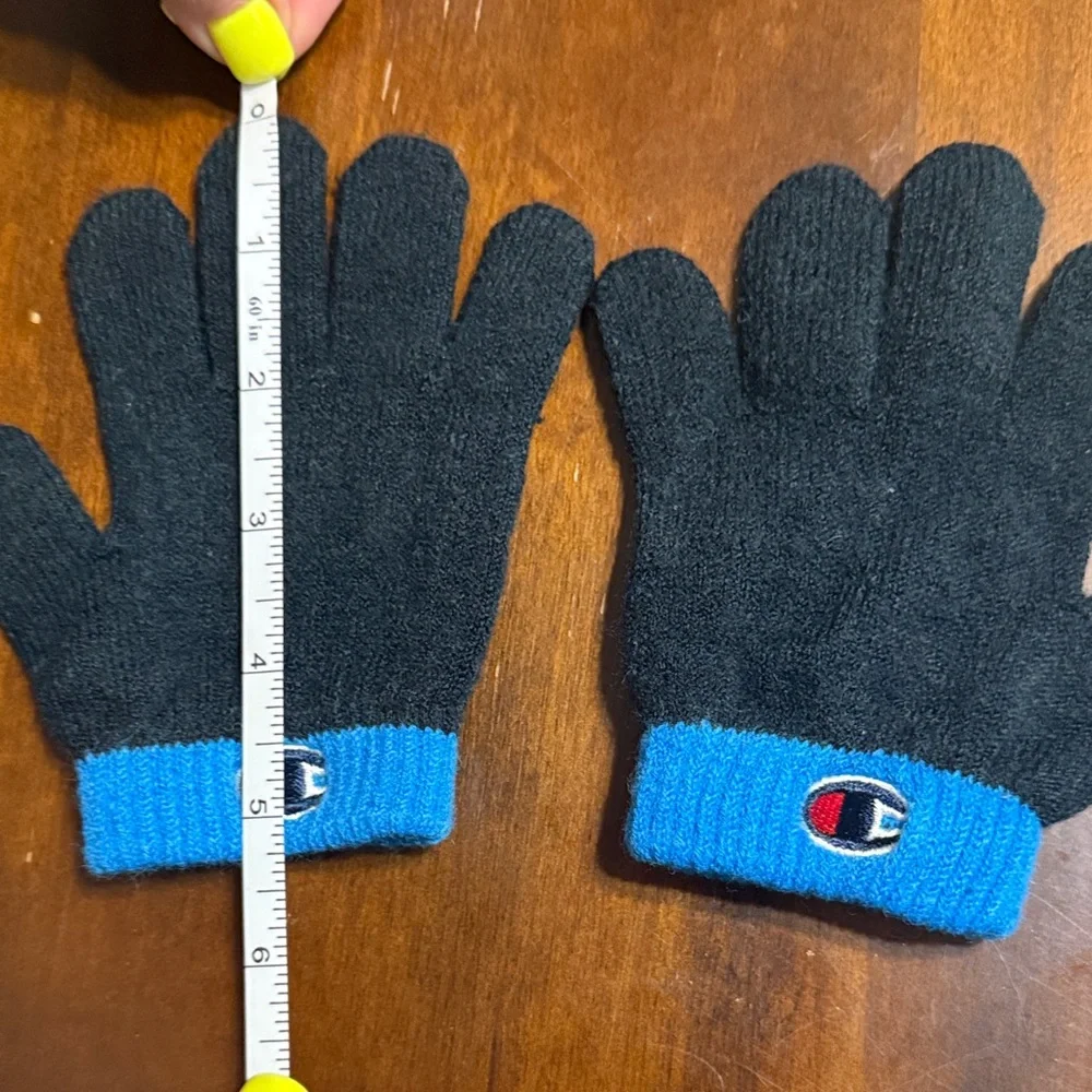 Champion Kids' Mittens in Black with Blue Cuffs